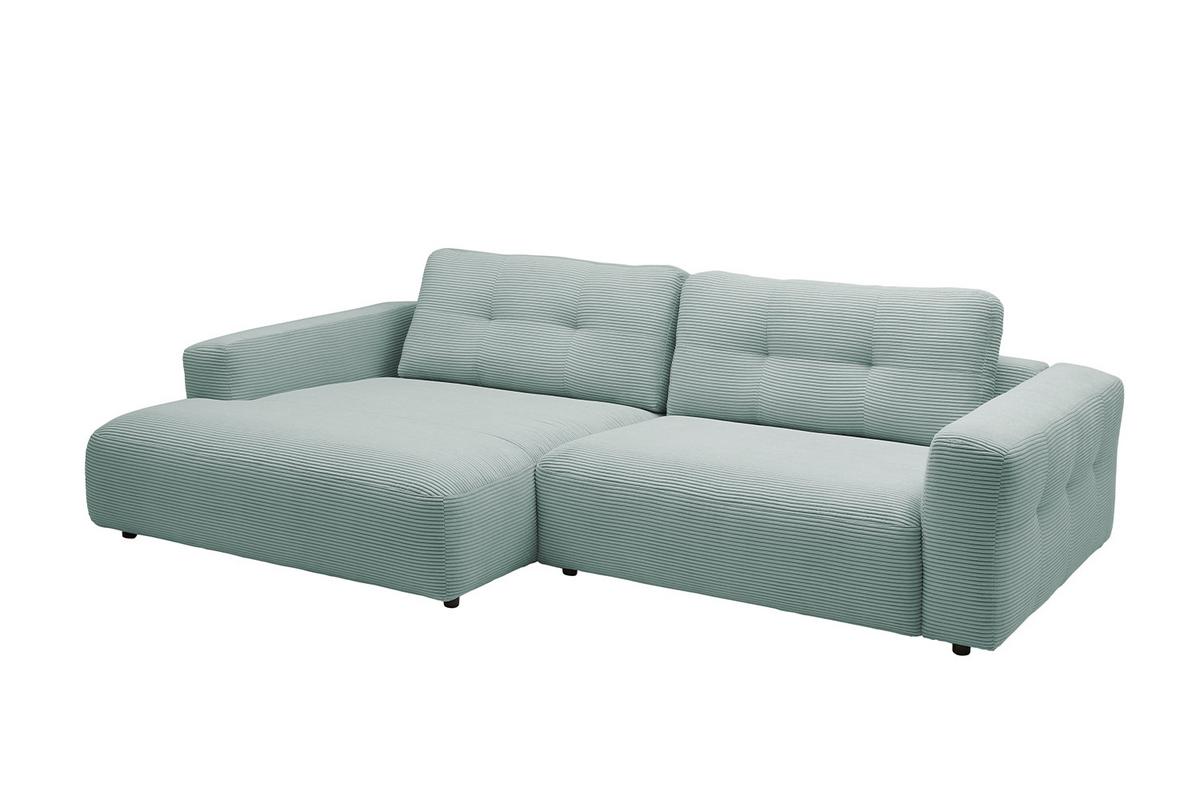 ECKSOFA MIKA Hellblau Cord - Schwarz/Hellblau, Kunststoff/Textil (276/167cm) - KAWOLA