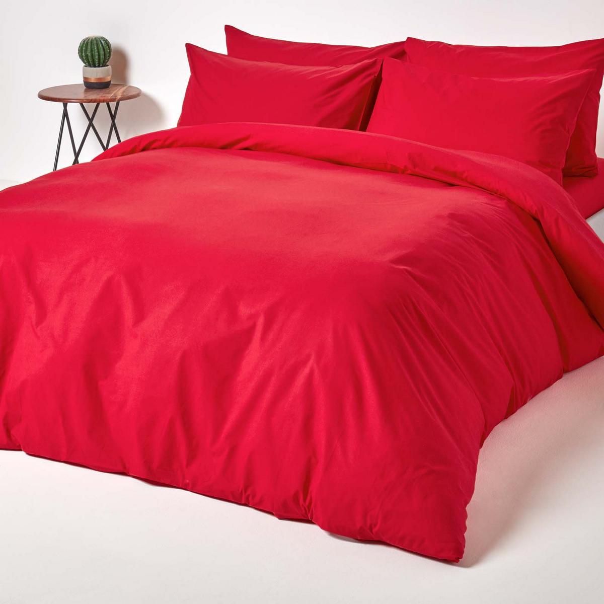 BETTLAKEN ohne Gummizug, Ägyptische Baumwolle, Fadendichte 200 - Rot, Textil (180/290cm) - Homescapes