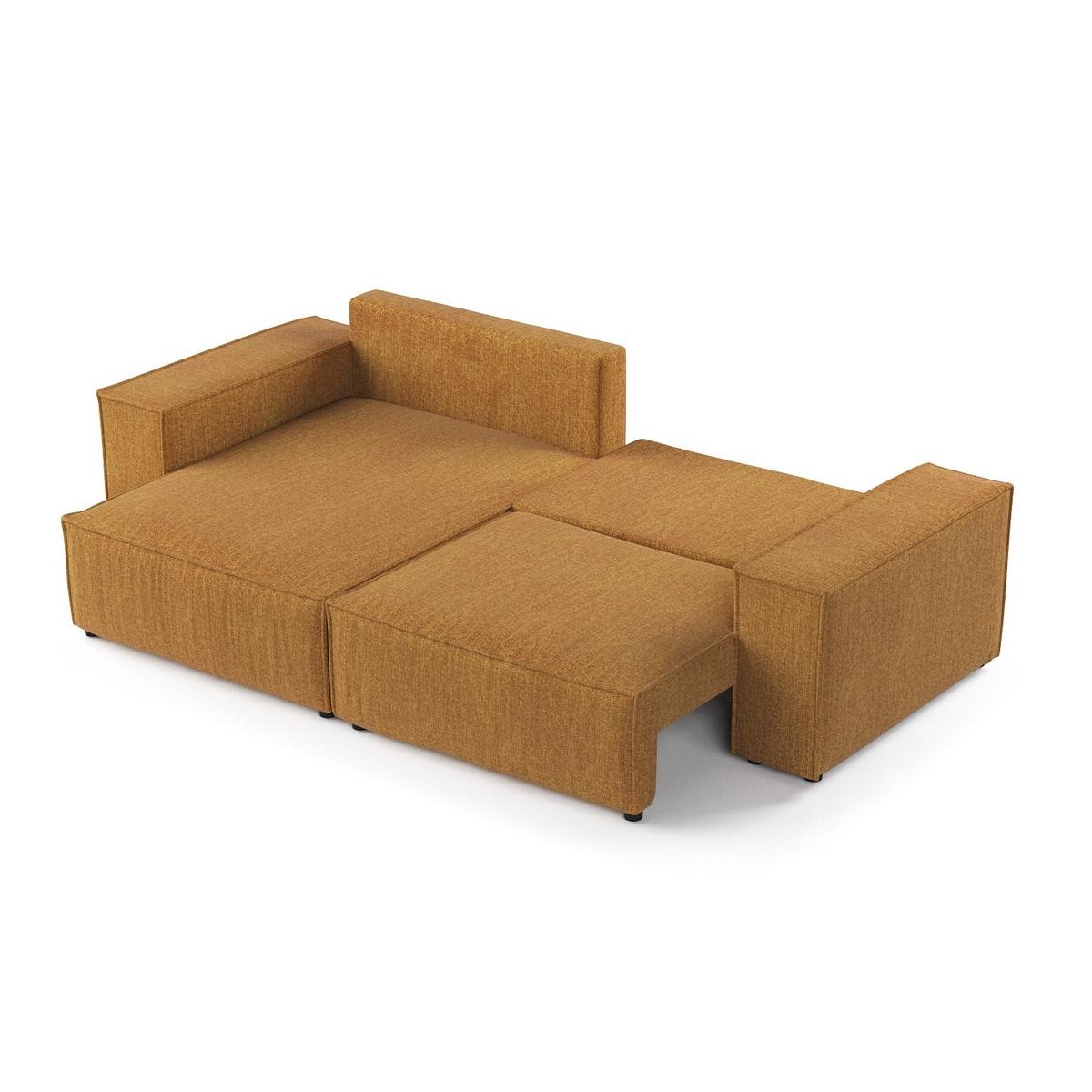 ECKSOFA SENSO mit Schlaffunktion Honiggelb im City Stoff - Schwarz/Honig, Holz/Holzwerkstoff (255/148cm) - AltaBeds