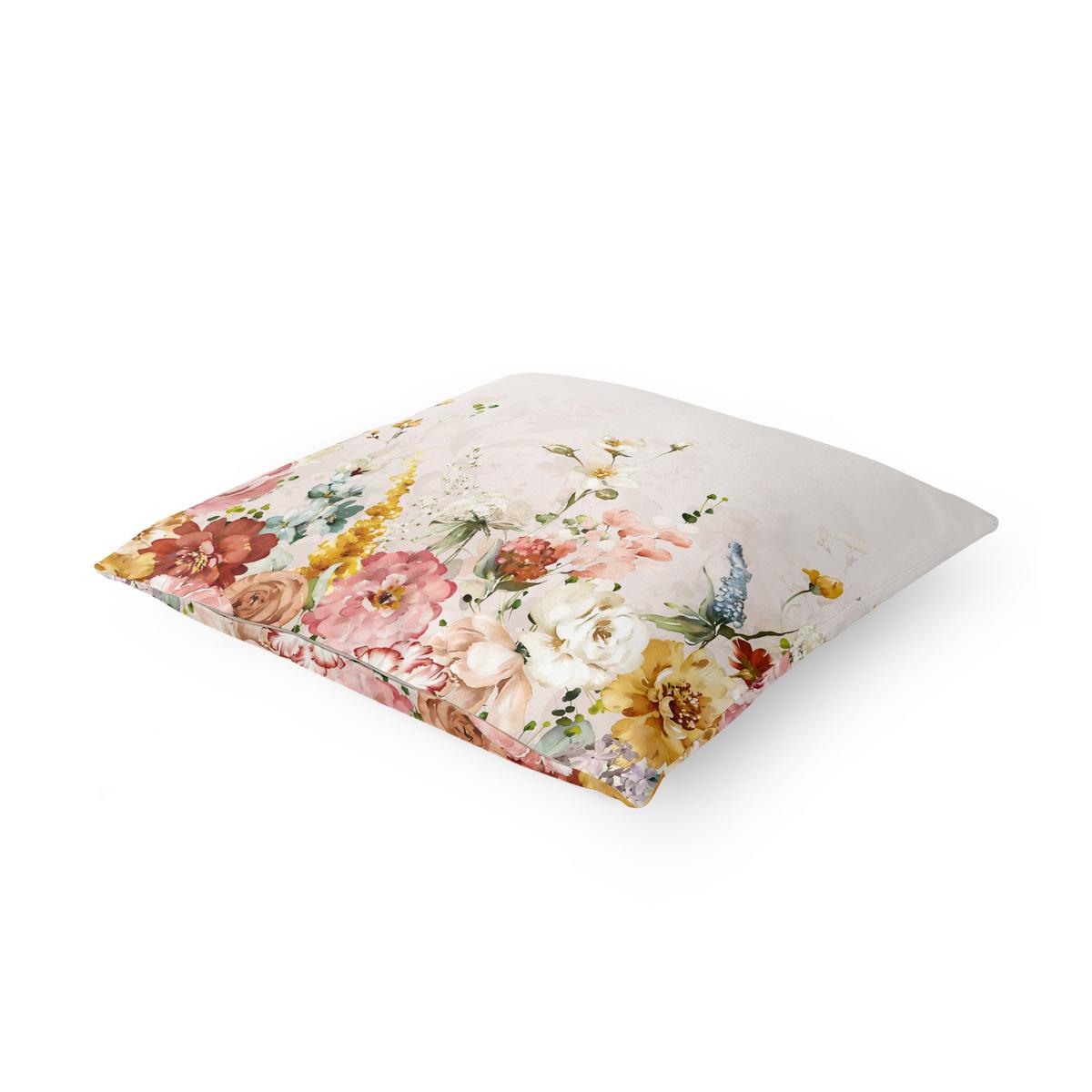 DEKOKISSEN Rankende Blumen Aquarell Vintage 50/50 cm - Pastellblau, Textil (50/50/10cm) - Bilderwelten