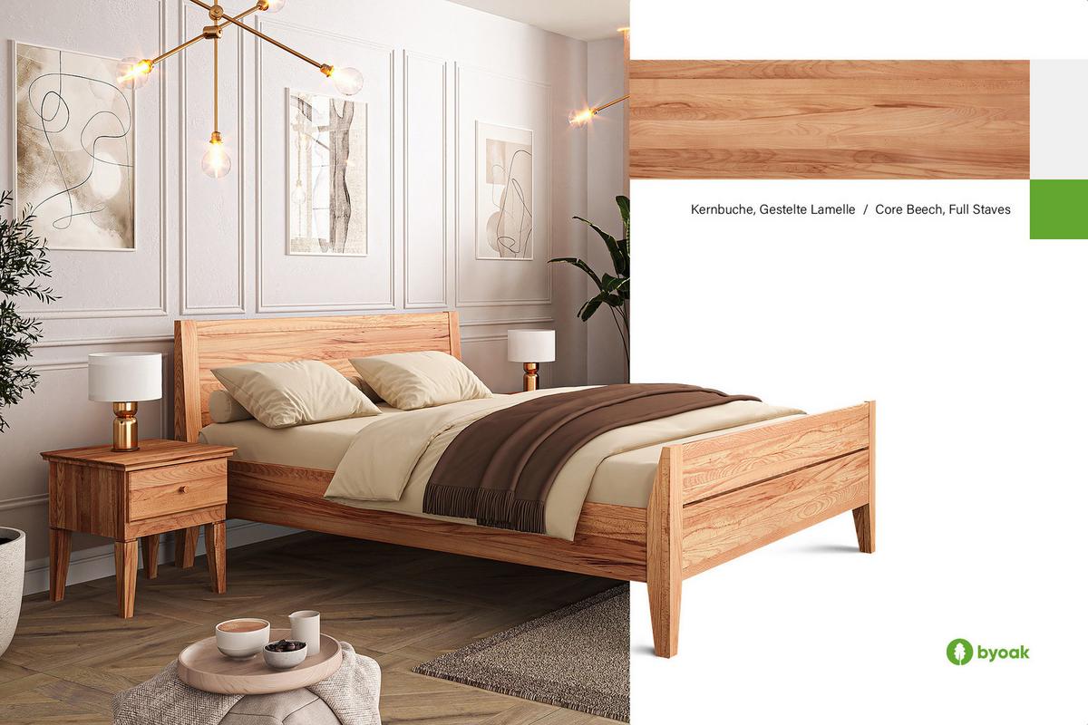 MASSIVHOLZBETT ELIAS 8 80x200 Kernbuche - Kernbuche, Holz (80/200cm) - byoak