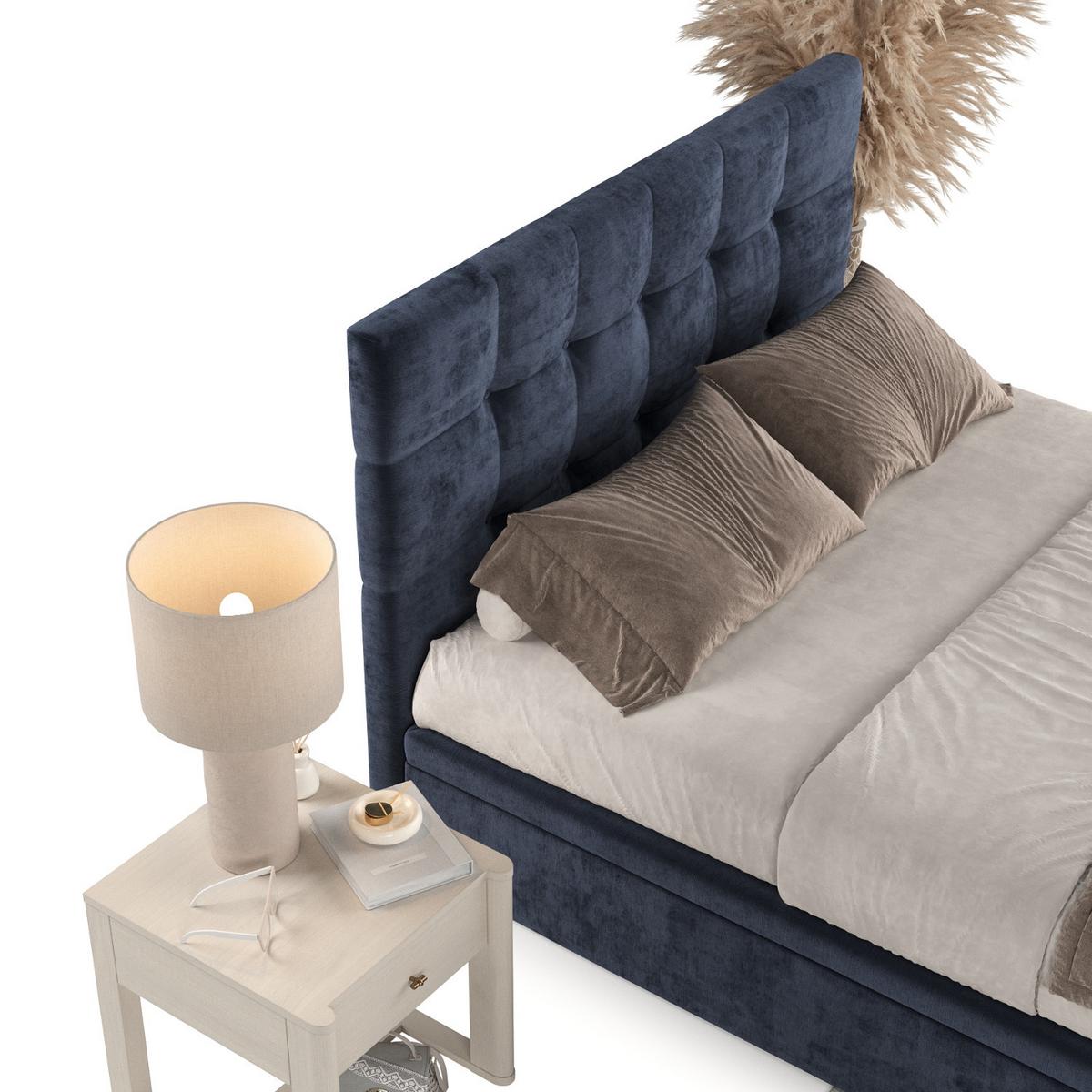 POLSTERBETT Guam mit Stauraum 120/200 cm Marineblau im Lotta Stoff - Schwarz/Dunkelblau, Holz/Holzwerkstoff (120/200cm) - AltaBeds