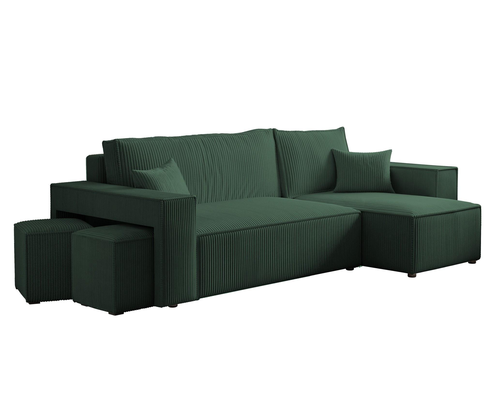 ECKSOFA Adara Inkl. Hocker - Grün, Holzwerkstoff/Textil (145/262cm) - Fun Möbel