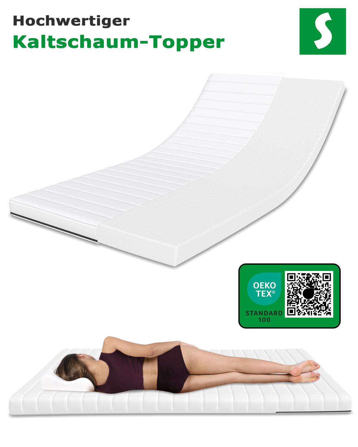 KALTSCHAUM-TOPPER – 100/200 cm, 11 cm Höhe - Weiß, Textil (100/200cm) - Schlaftroll