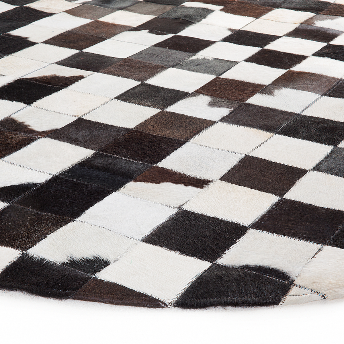KURZFLOR-TEPPICH Bergama 140/140 cm - Schwarz, Fell (140/140cm) - Beliani
