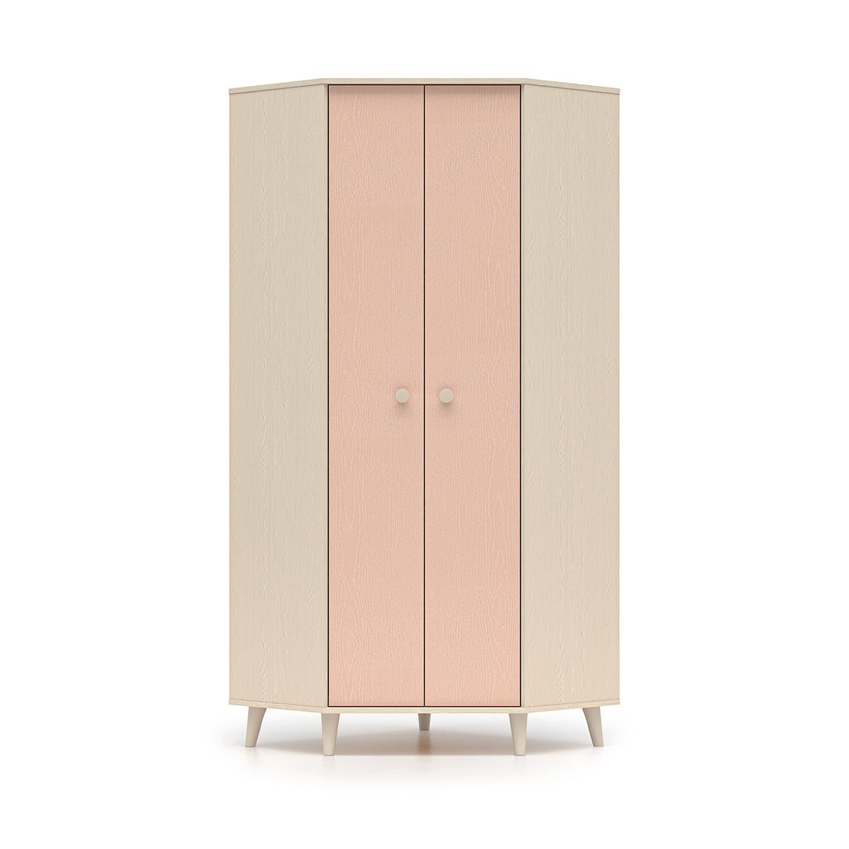SCHRANK 2 Türen Alycia Beige - Korallenrosa - Holzeffekt - Pink, Holz (80/190/80cm) - Petits-meubles