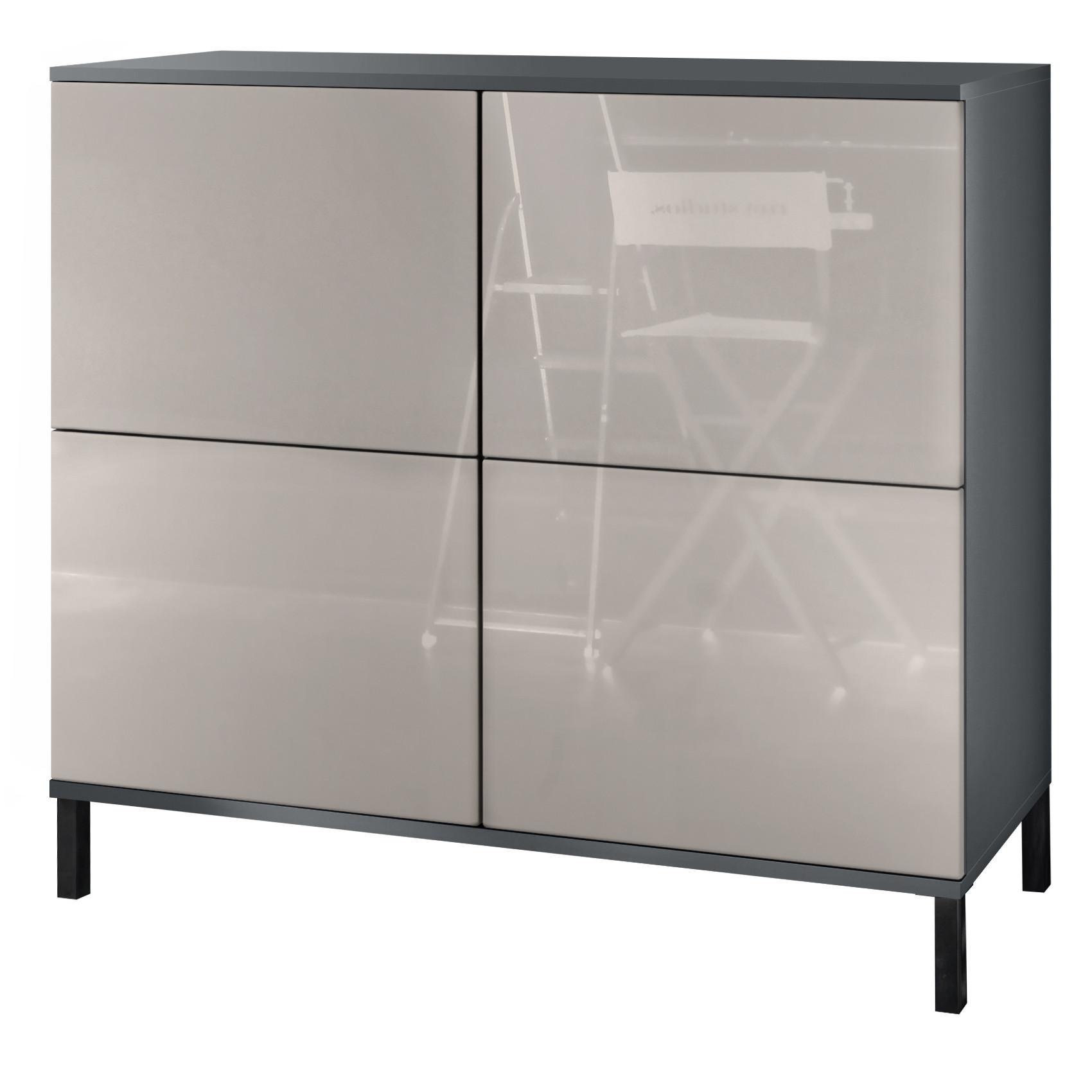 KOMMODE Rova Sandgrau Hochglanz - Sandfarben, Holzwerkstoff (92.5/83.5/35cm) - Vladon