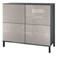 KOMMODE Rova Sandgrau Hochglanz - Sandfarben, Holzwerkstoff (92.5/83.5/35cm) - Vladon