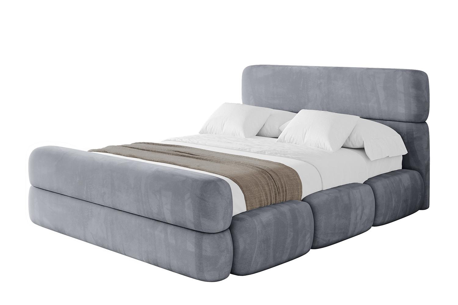 POLSTERBETT mit Bettkasten, Fußteil und Lattenrost, Boxbett ohne Matratze - ELVA-Z 180x200 Grau - Grau, Holzwerkstoff/Textil (180/200cm) - ALTDECOR