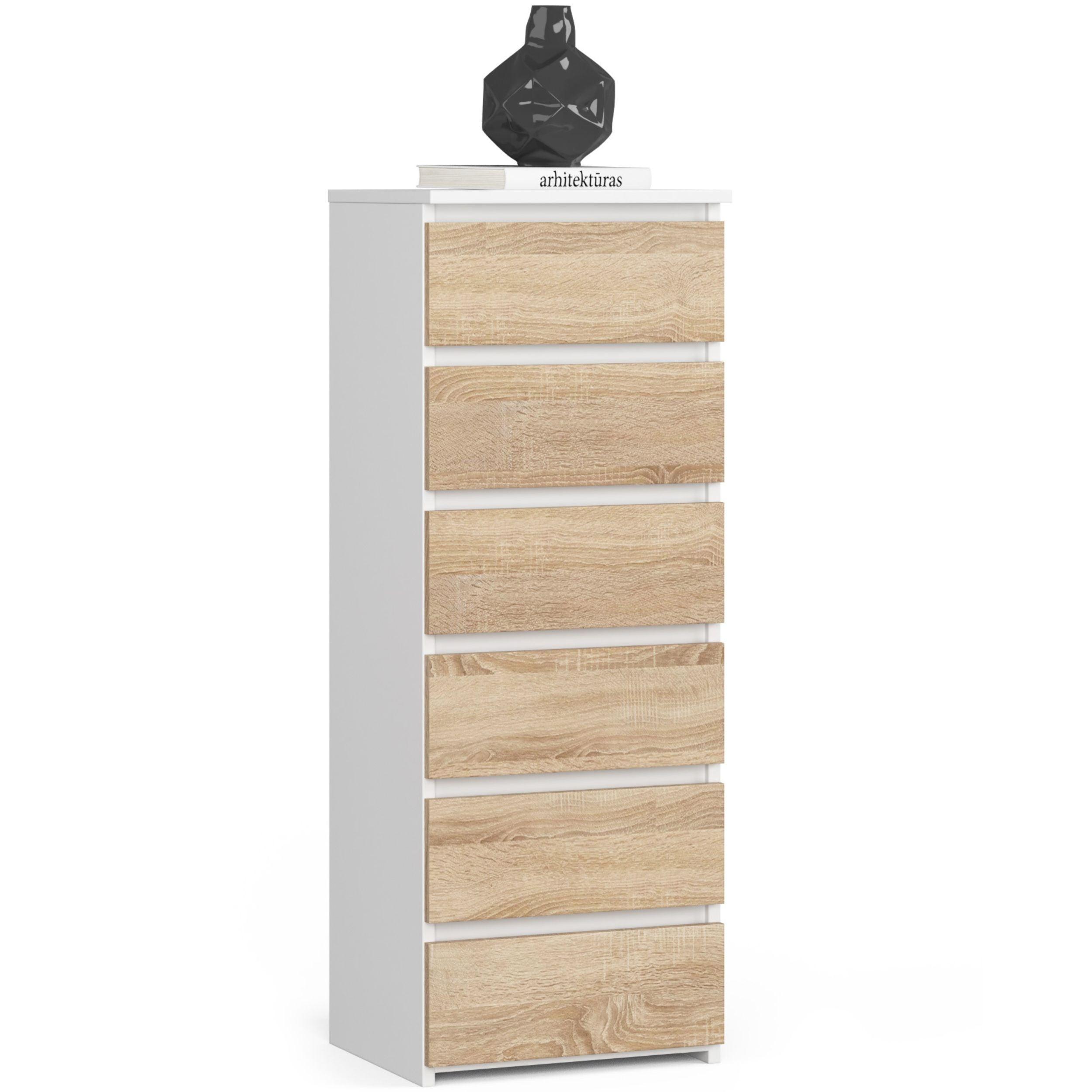 KOMMODE Weiß, Eiche Sonoma 109/40/35 - Weiß, Holzwerkstoff (40/109/35cm) - RAUMHIRSCH FURNITURE