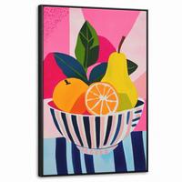 LEINWAND Bilder mit Rahmen - Obst - Abstrakter Hintergrund - Rosa - 60x90 - Pink, Textil (60/90cm) - MuchoWow