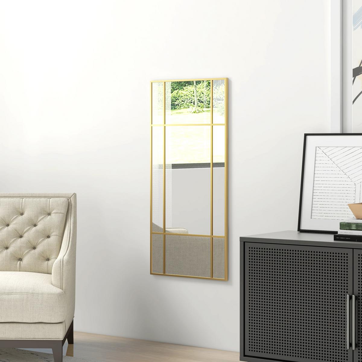 WANDSPIEGEL 110 x 50 cm dekorativer Spiegel mit Metallrahmen für Schlafzimmer - Goldfarben, Glas (2/50/110cm) - HOMCOM