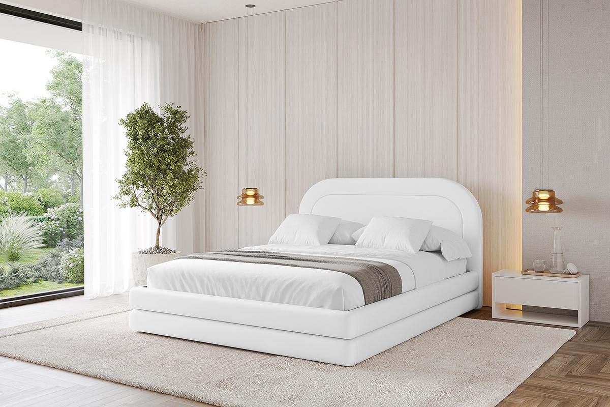 POLSTERBETT mit Bettkasten und Lattenrost, Bett mit Matratze H3/H4 - LERIS 180x200 Weiß Kunstleder - Weiß Hochglanz, Holzwerkstoff/Textil (180/200cm) - ALTDECOR