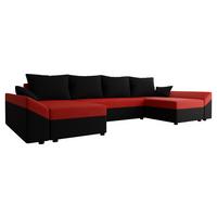 WOHNLANDSCHAFT Dante U - Rot/Schwarz, Holz/Kunststoff (310/82/140cm) - MIRJAN24