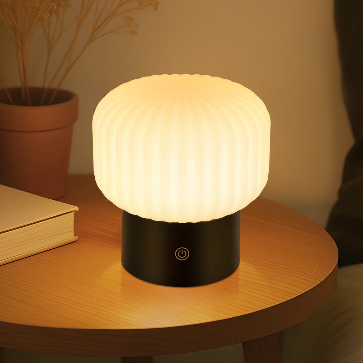 LED TISCHLAMPE Glowvyn 16/15.5/8.7 cm - Weiß, Glas (16/15.5/8.7cm) - ZMH