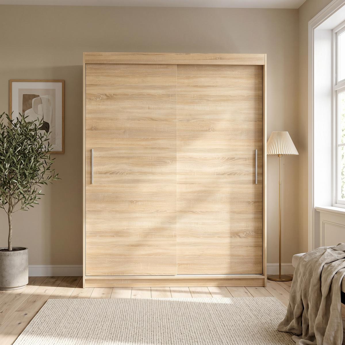 SCHWEBETÜRENSCHRANK VIVA 200/215,5/59cm 2-türig Sonoma Eiche - Sonoma Eiche, Holzwerkstoff (200/215.5/59cm) - MASSENO
