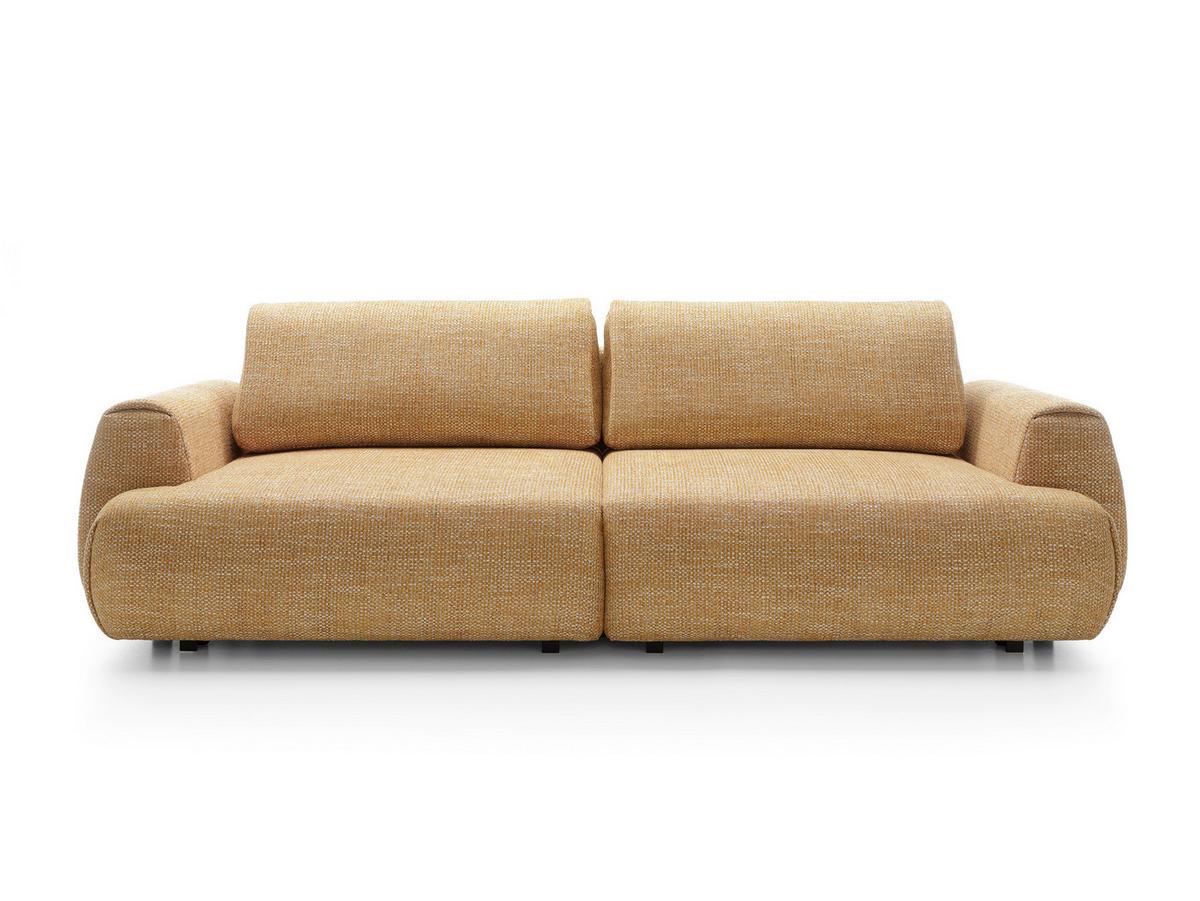 BETTSOFA ZEST Gelb Chenille-Stoff mit Schlaffunktion - Gelb, Textil (106/81/260cm) - MASSENO