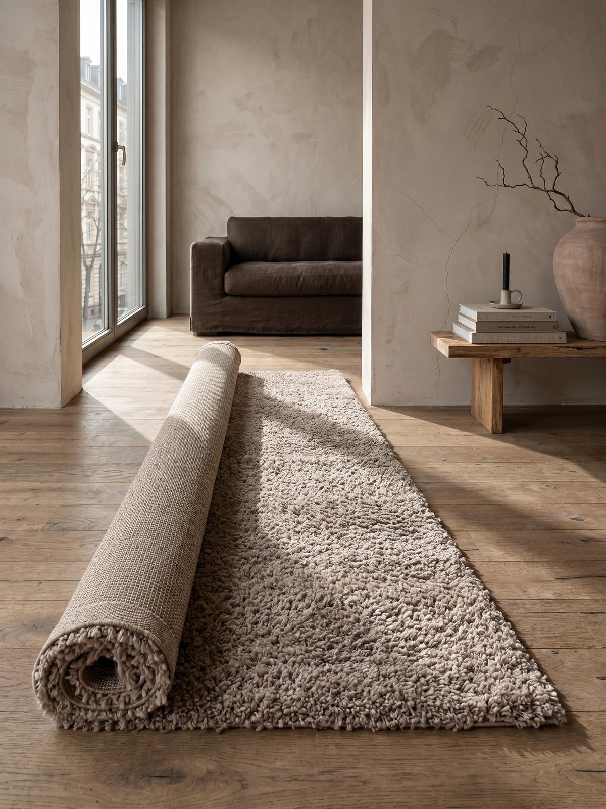 HOCHFLORTEPPICH RHEIN, einfarbig, aus Polypropylen, Beige, 60 x 110 cm - Beige, Textil (110/60cm) - KADIMA DESIGN