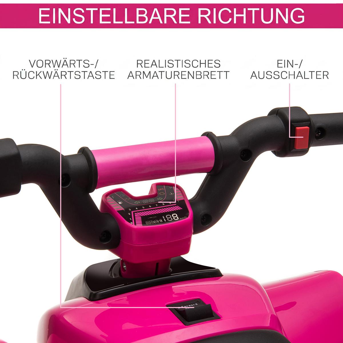 KINDER-ELEKTRO-QUAD Kunststoff Metall Rosa - Rosa, Kunststoff (72/40/45.5cm) - HOMCOM