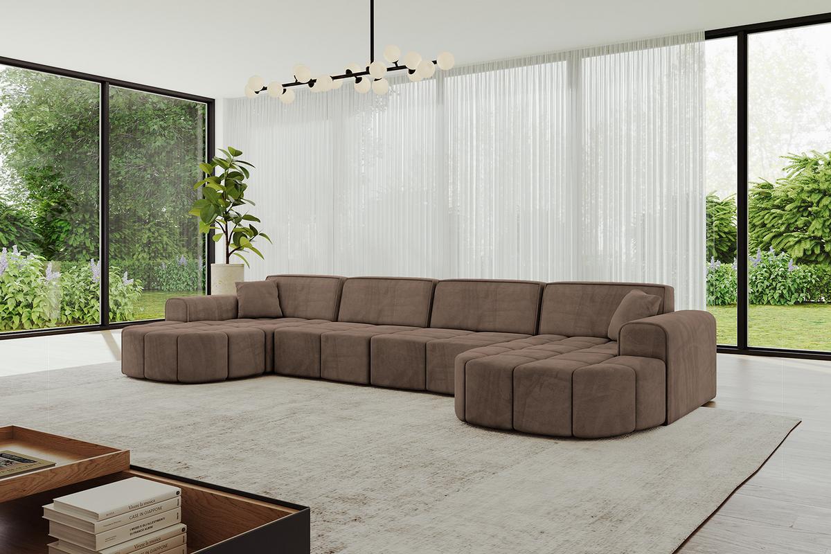 WOHNLANDSCHAFT LIVO-U2 - 400x173x79,5 cm Braun - Braun, Holzwerkstoff/Textil (400/79/173cm) - ALTDECOR