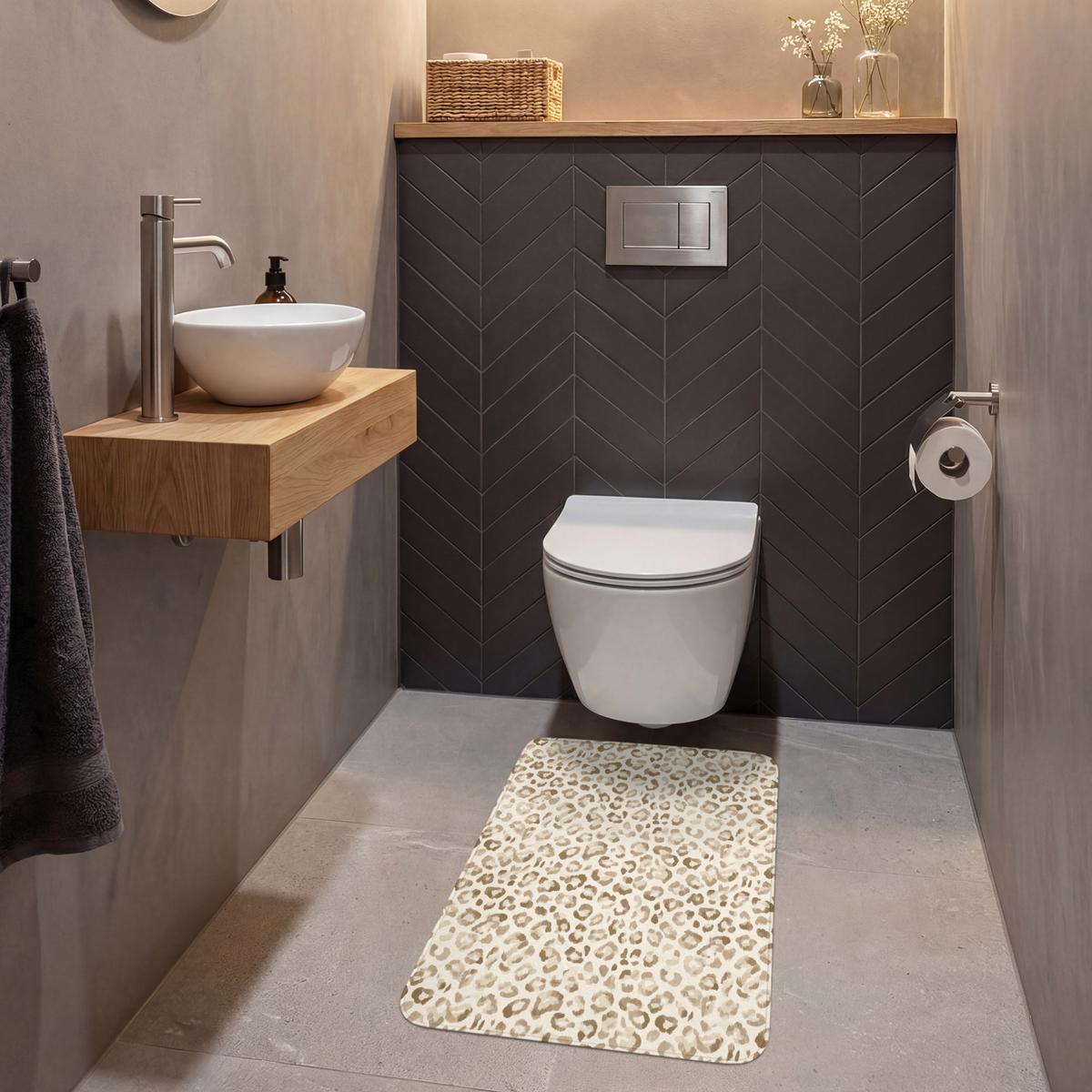 WC-VORLEGER Leopard - Klassisch - Beige WC Teppich 50x80 cm - Hellbraun, Textil (50/1cm) - OnlyWow