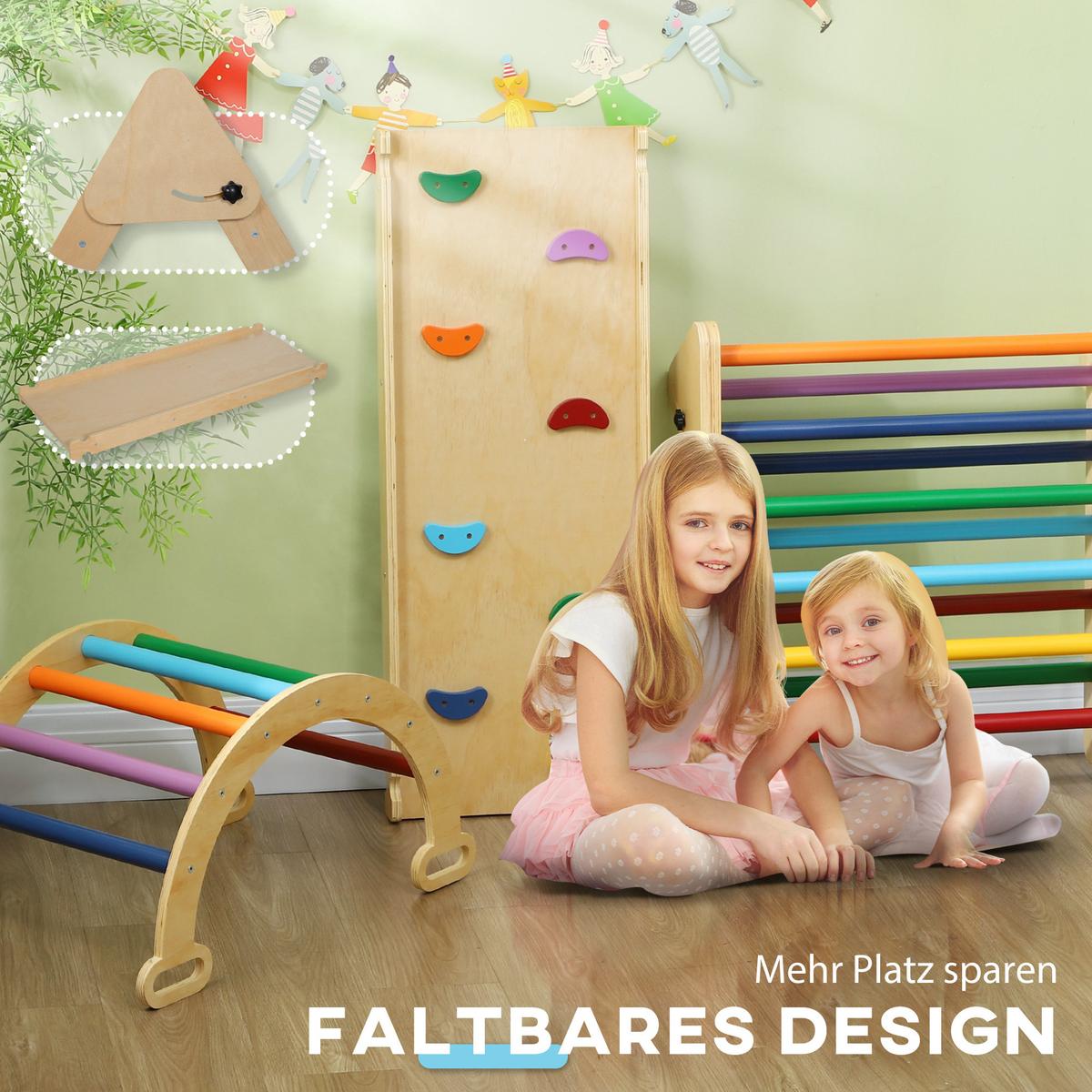 KLETTERGERÜST - Multicolor, Holzwerkstoff (64.5/59/178cm) - AIYAPLAY
