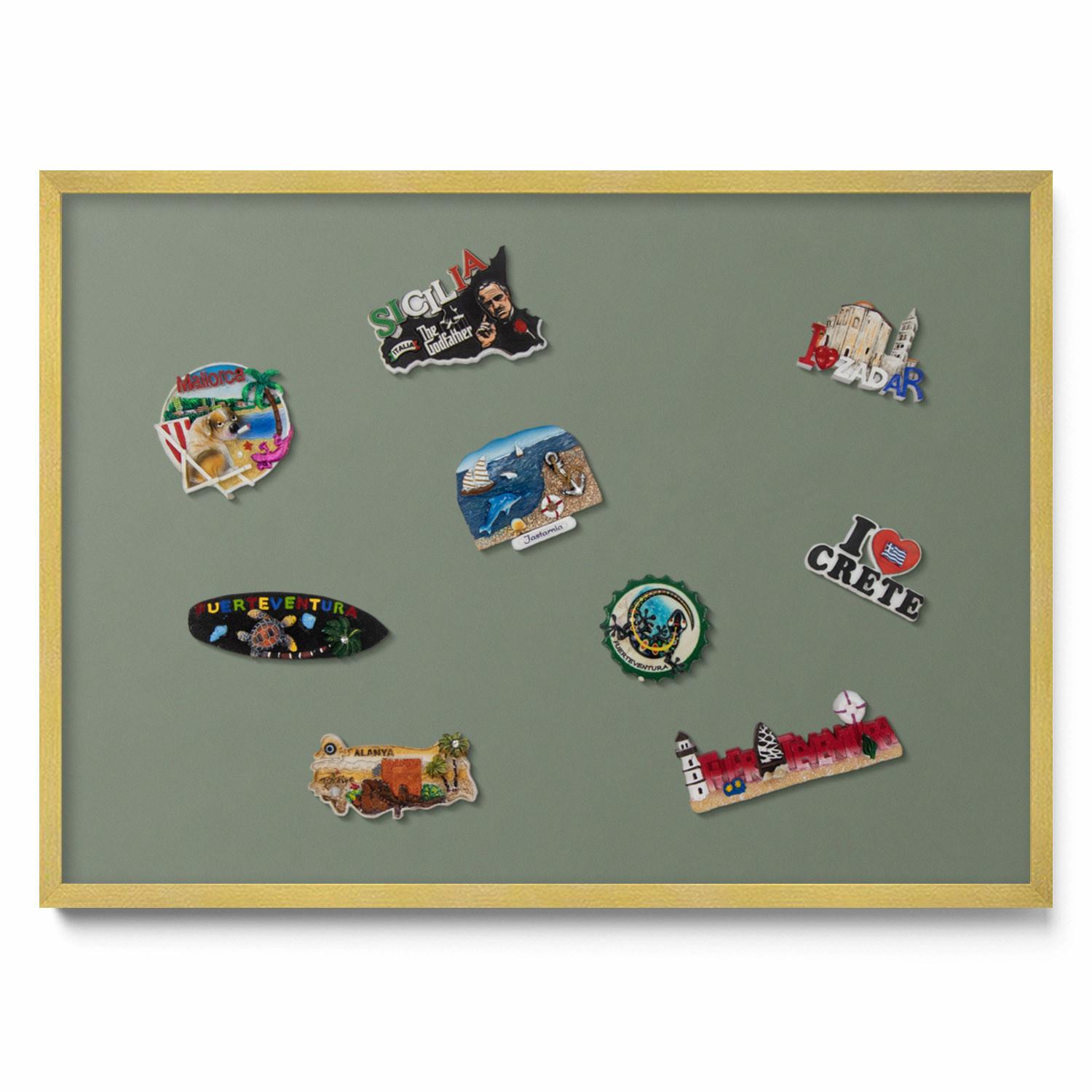 MAGNETTAFEL 70x50 cm Goldener Rahmen Oliv - Nussbaumfarben, Metall (70/50/0.4cm) - TULUP