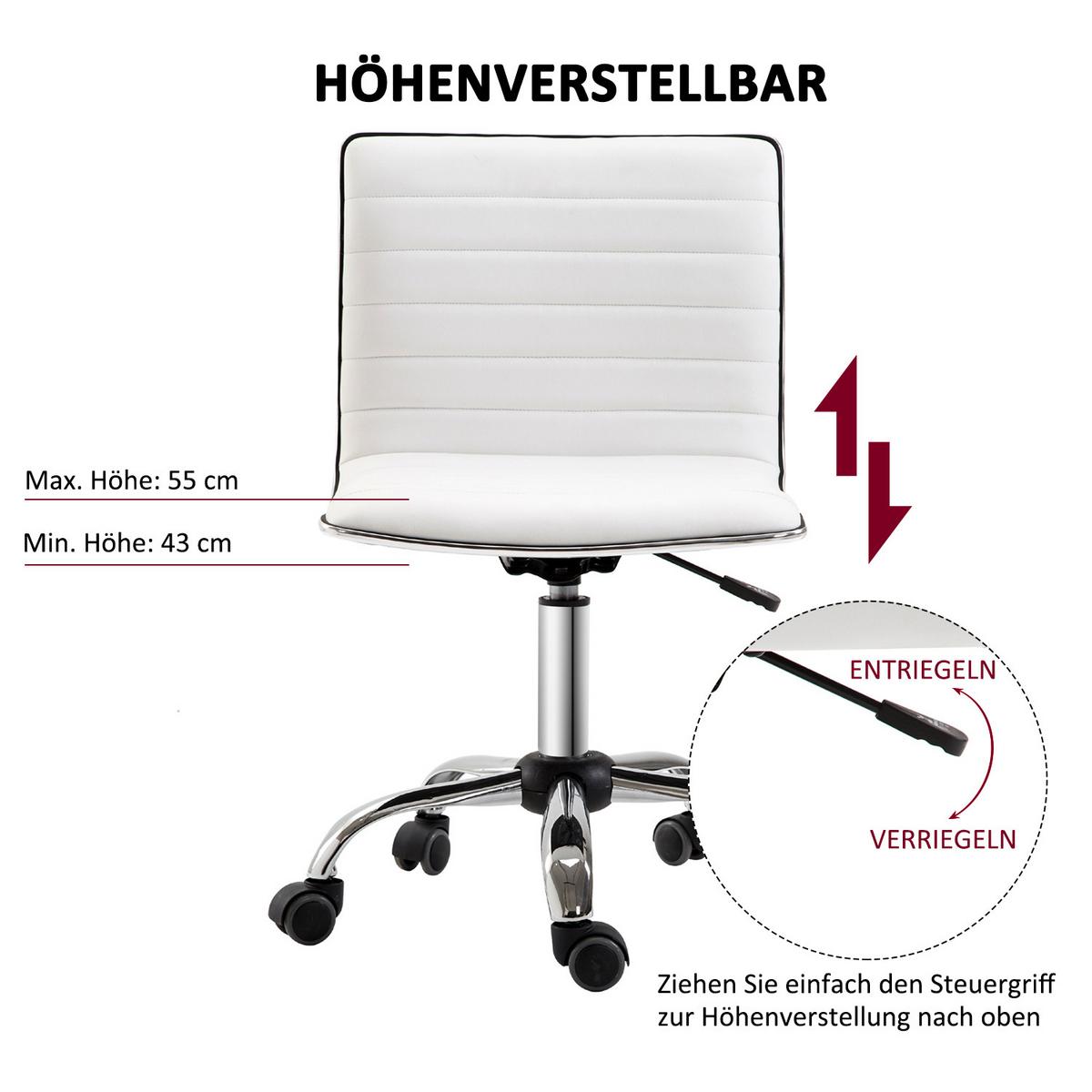 FRISEURSTUHL, Drehstuhl, Stahl PU, Weiß - Weiß, Metall (48/90/52cm) - HOMCOM