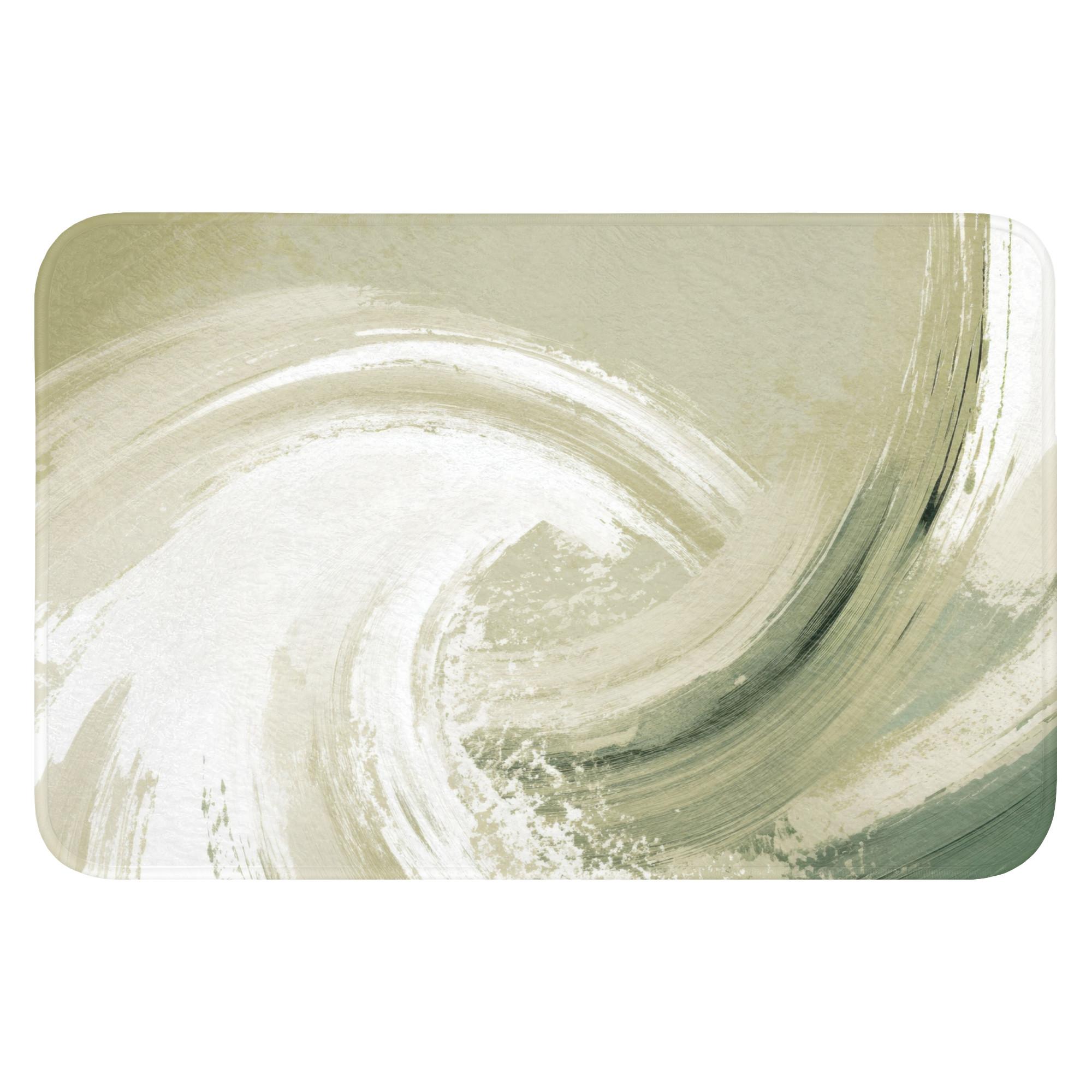 BADEMATTE Abstrakt - Pinselstriche - Wellen - Grün Rutschfest 60x40 cm - Mintgrün, Textil (60/40cm) - OnlyWow