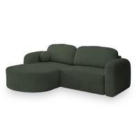 ECKSOFA AMILIA L-S Grün Boucle-Stoff mit Schlaffunktion - Grün, Holz (263/174cm) - MASSENO
