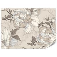 FOTOTAPETE für Wohnzimmer Natur Große Blüten Blätter Pflanzen 100x70 - Beige/Creme, Papier (100/70cm) - Muralo