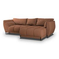 ECKSOFA VESTANO R-S Kupferfarben Boucle-Stoff mit Schlaffunktion - Kupferfarben, Holz (287/182cm) - MASSENO