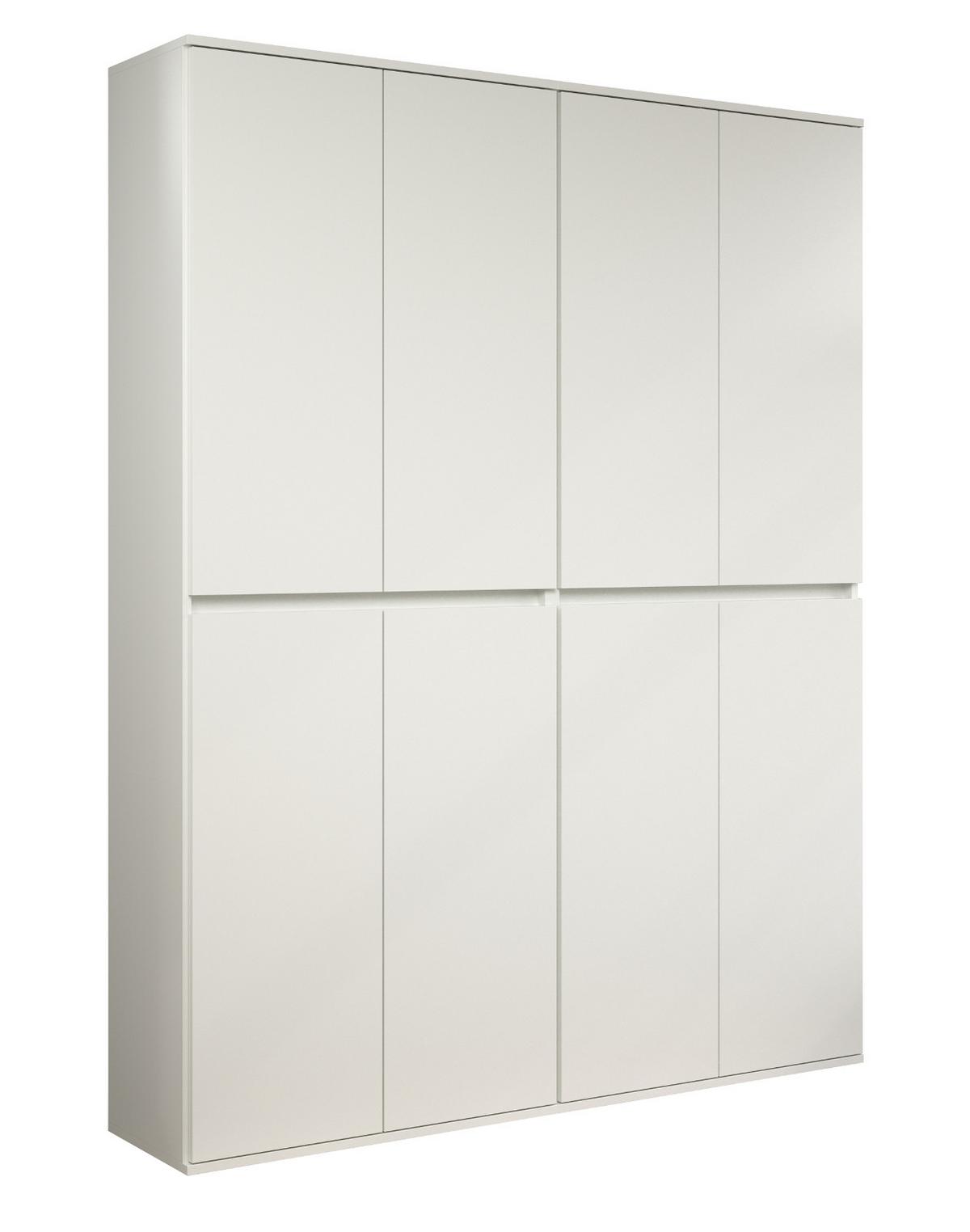GARDEROBENSCHRANK weiß 148 x 191 cm, Schuhschrank 8-türig - Schwarz/Weiß, Holzwerkstoff/Kunststoff (148/191/34cm) - Top.Furn