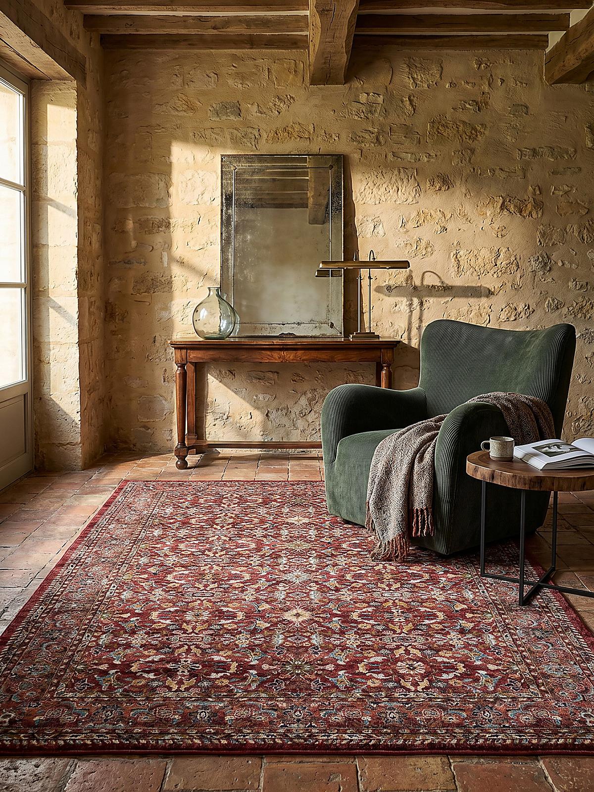 KURZFLORTEPPICH GLAZERT, orientalisch, Rot, 120 x 170 cm - Rot, Textil (170/120cm) - KADIMA DESIGN