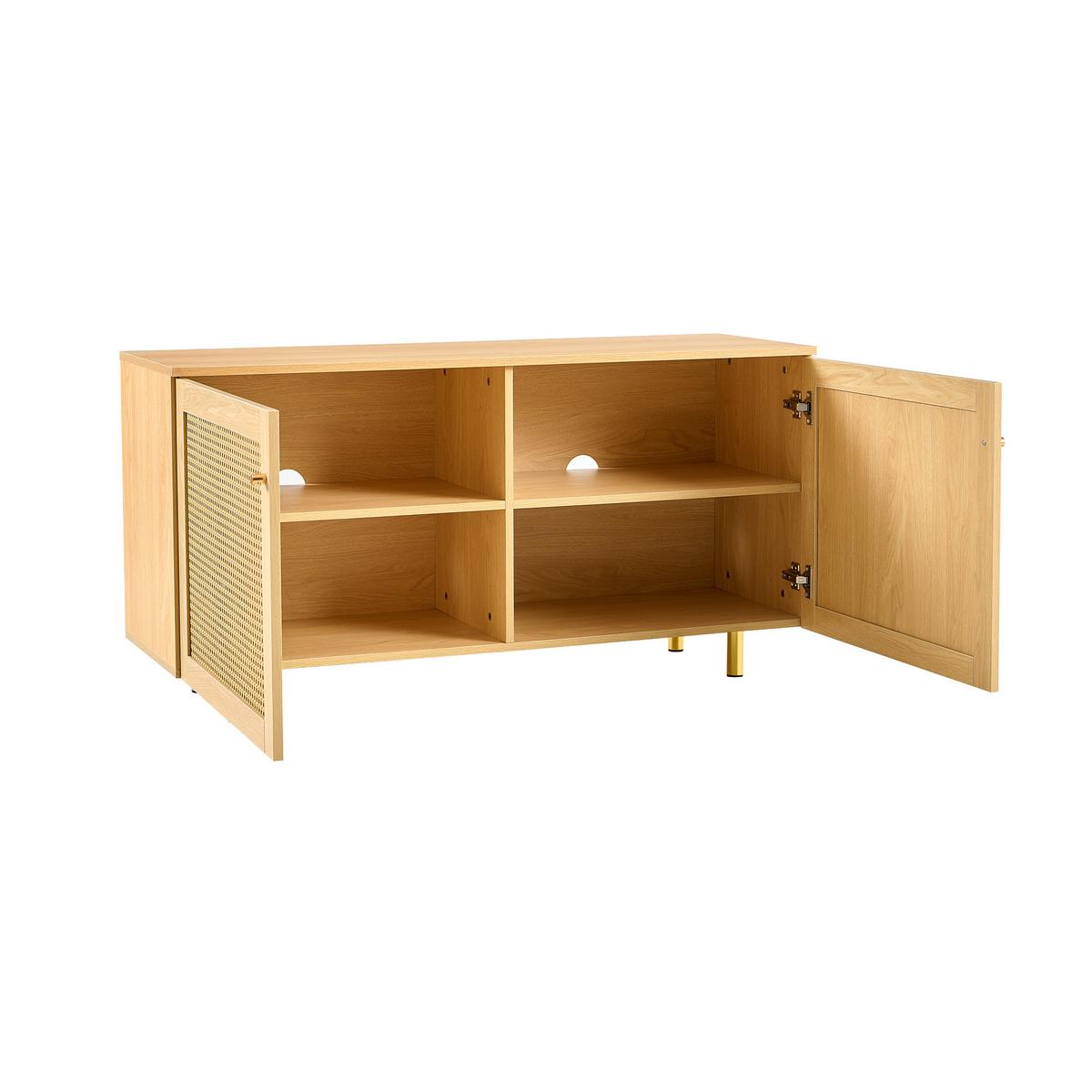 SIDEBOARD rattan naturholz 120cm 2 türen - Naturfarben, Holzwerkstoff (120/63/40cm) - Urban Meuble