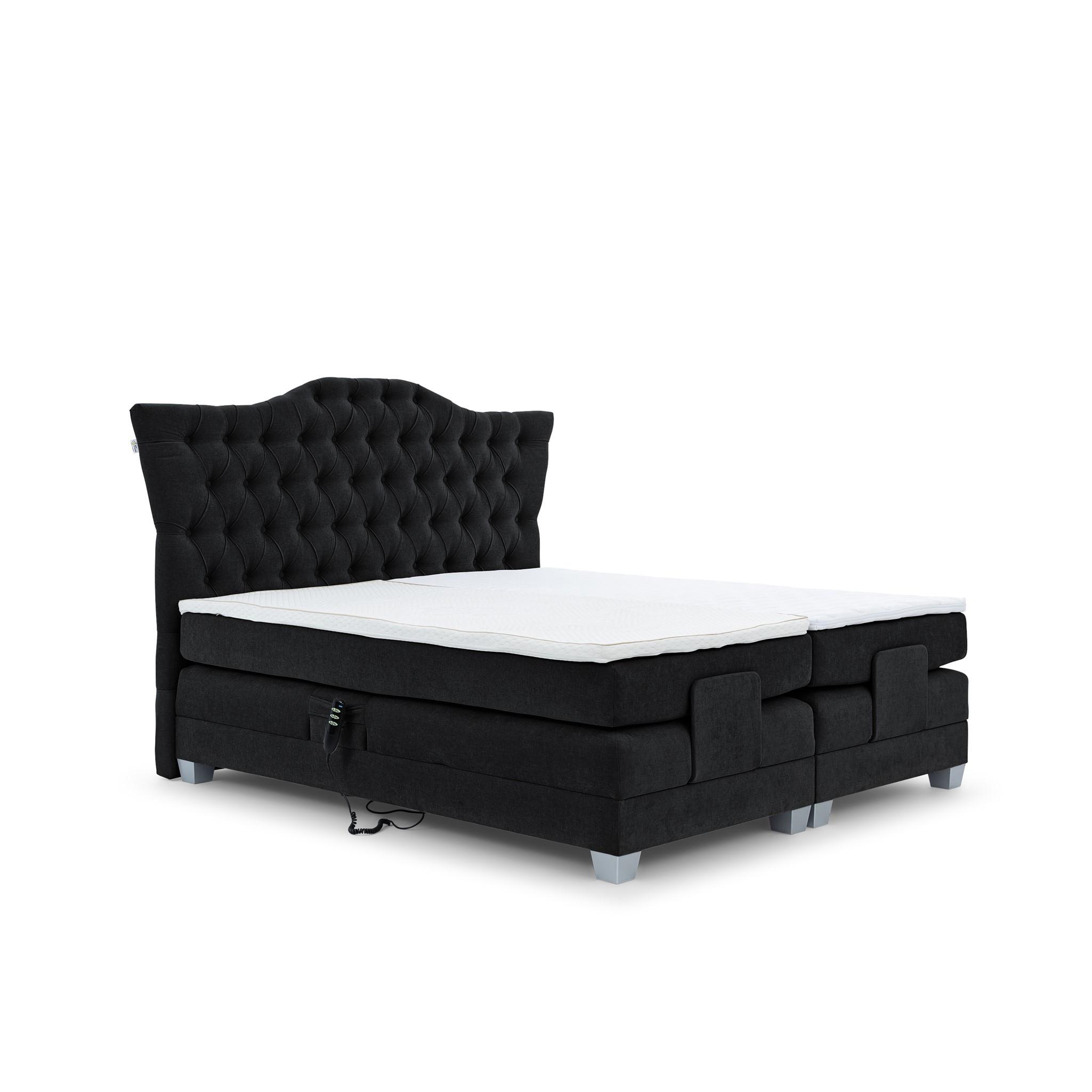 BOXSPRINGBETT Bett Elektrisch Fausto - Schwarz, Holzwerkstoff/Textil (140/200cm) - Fun Möbel
