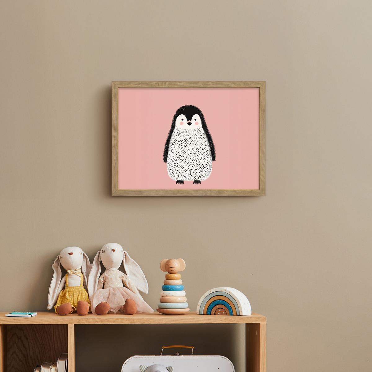 NACHTTISCHLAMPE MIT AKKU Pinguin - Punkte - Minimalistisch - Rosa 40x30 cm - Rosa, Holzwerkstoff (8/40/30cm) - OnlyWow