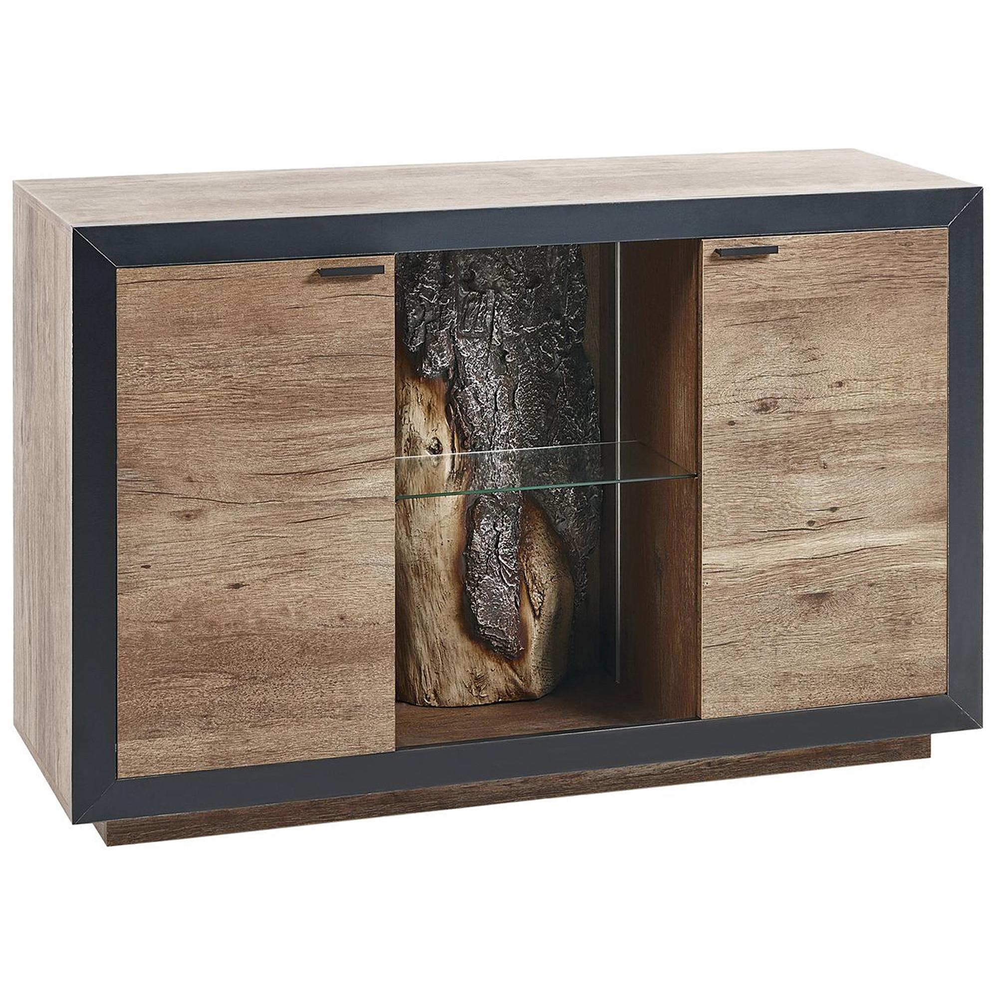 SCHRANK Braun/Schwarz Marana - Schwarz, Holzwerkstoff (120/75/42cm) - Beliani