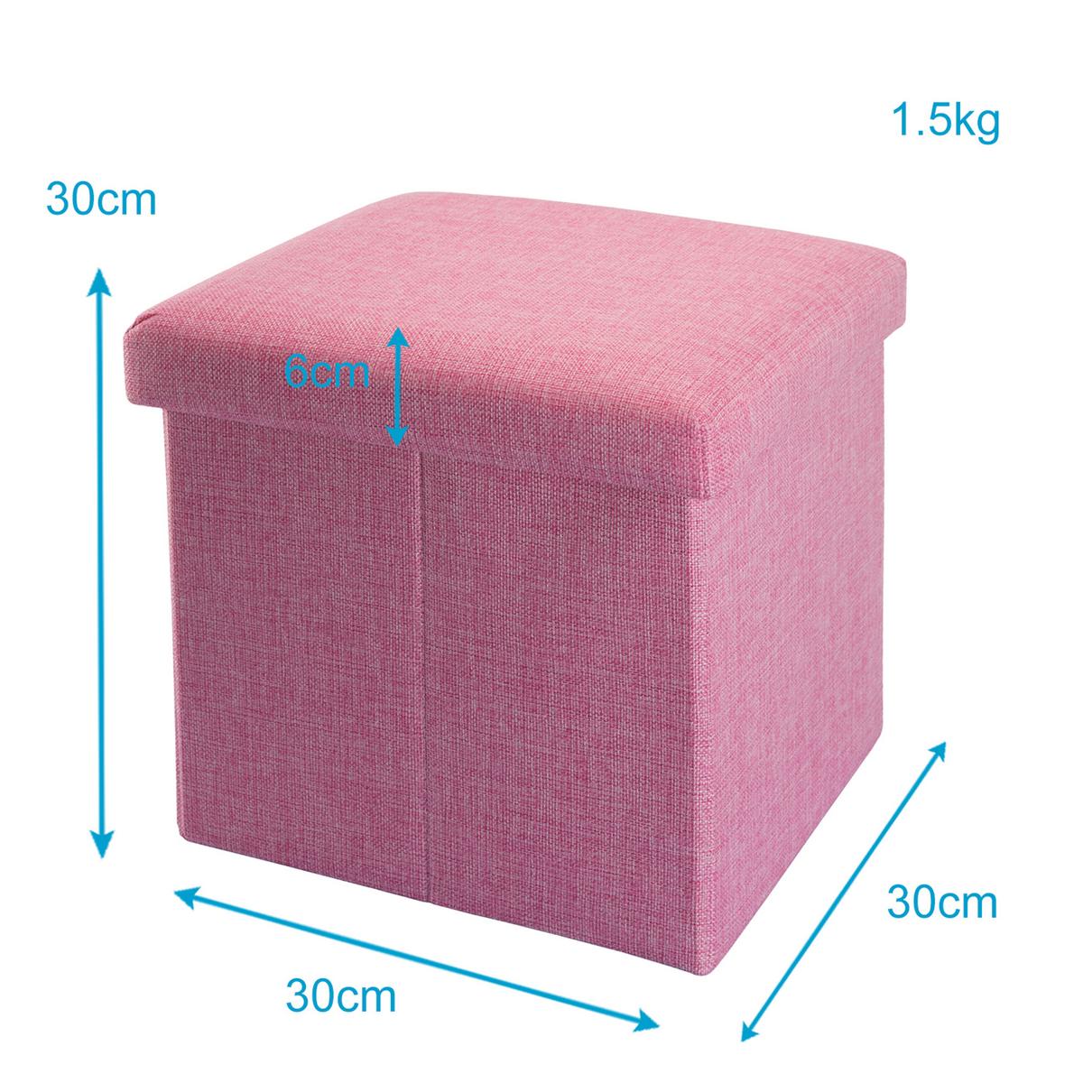 SITZHOCKER Faltbar 30/30/30 cm (Pink) - Pink, Textil (30/30/30cm) - Intirilife