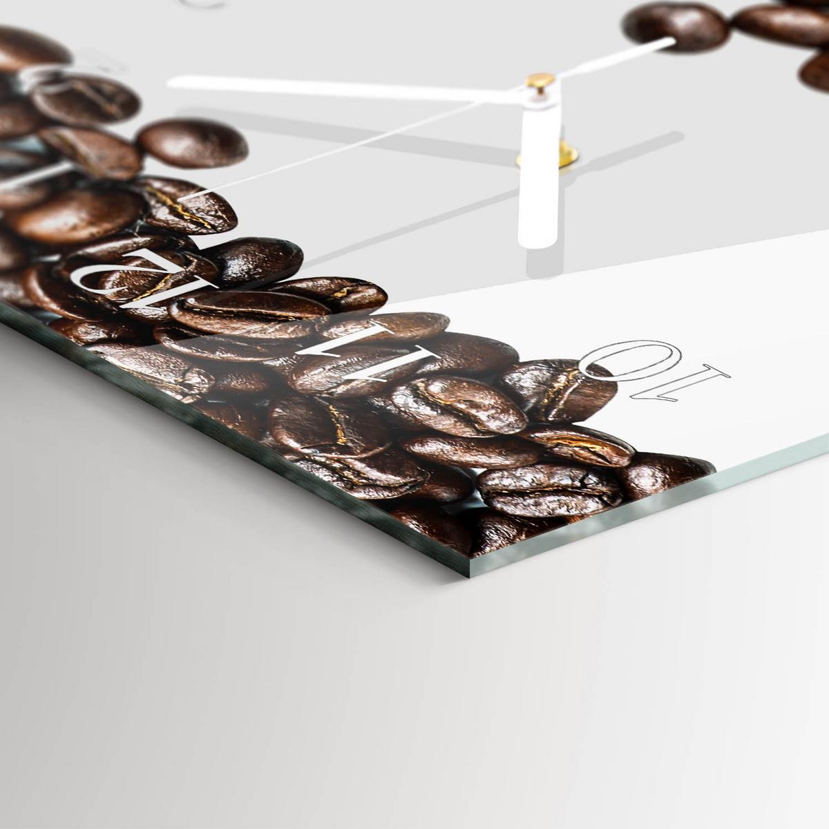 WANDUHR aus Glas 60x30 cm - Kaffeebohnen - Braun, Glas (60/30/0.4cm) - TULUP