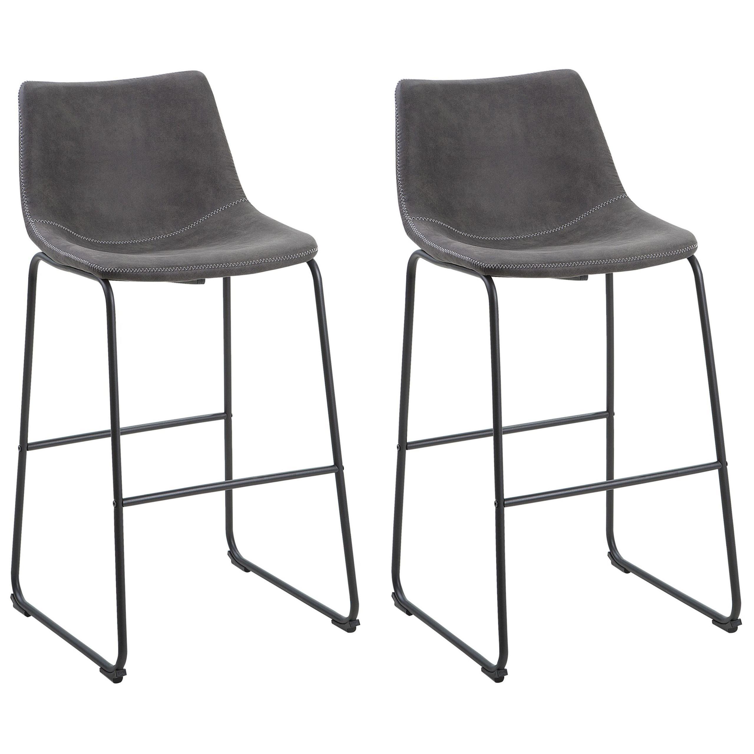 BARSTUHL 2er-Set Polsterbezug Grau Franks - Grau, Textil/Metall (46/99/46cm) - Beliani