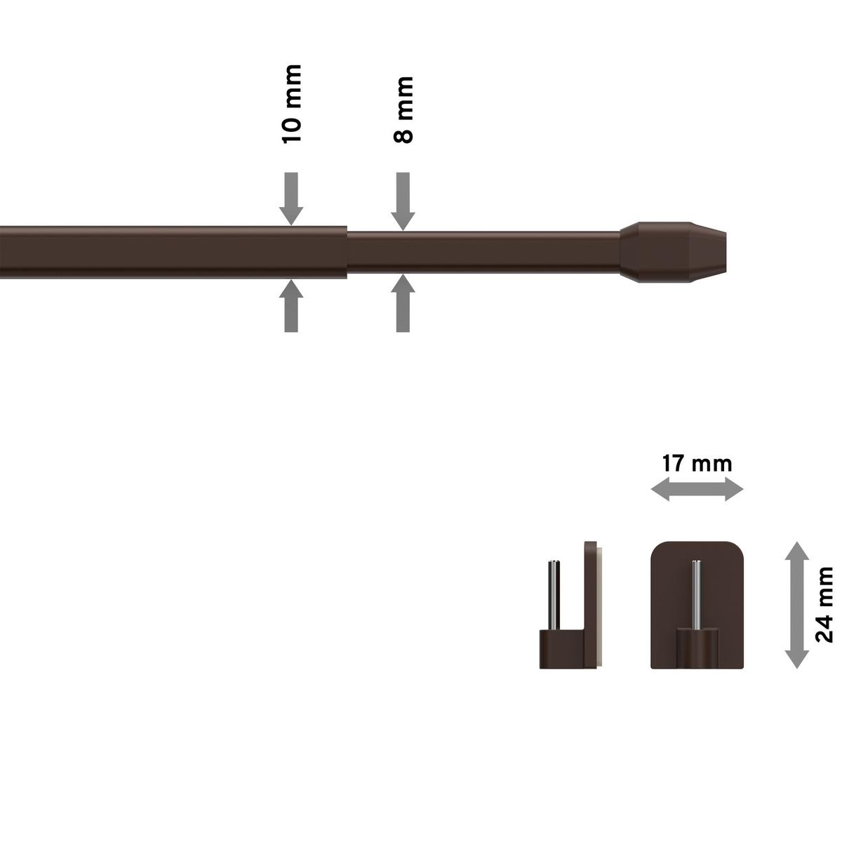 SCHEIBENSTANGEN / VITRAGESTANGEN MIT KLEBEHAKEN Geno 80-140 cm, oval, Braun, Packung 2 Stück - Braun, Kunststoff/Metall (1.2/2.4/140cm) - INTERDECO