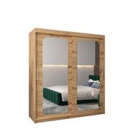 SCHWEBETÜRENSCHRANK 200/180/62 2-türig - Silberfarben/Eiche Artisan, Holz/Kunststoff (180/200/62cm) - MÖBEL KRYSPOL