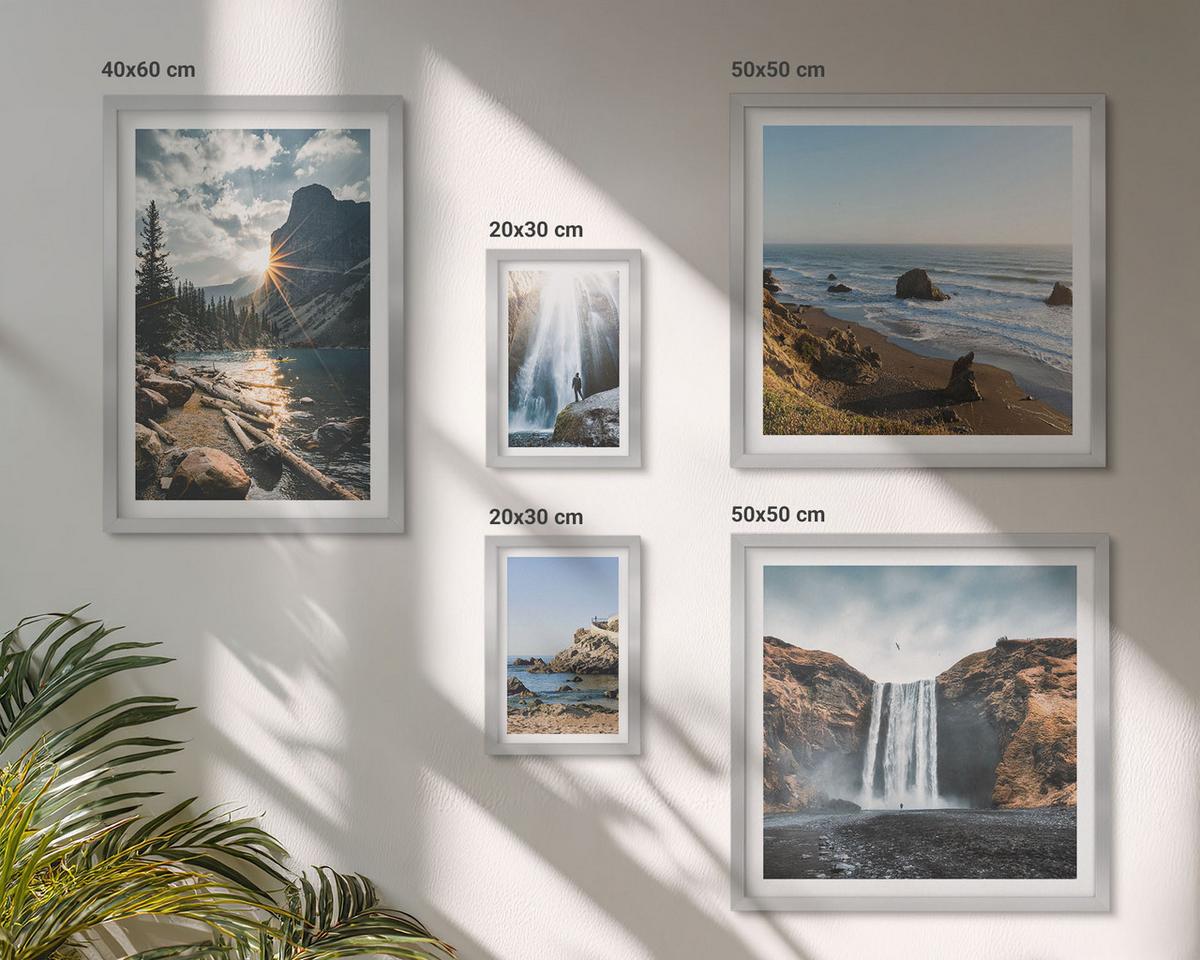 BILDER SET 5er Set - 50x50 cm & 20x30 cm & 40x60 cm Silberner Rahmen - Zitronengarten mit Getränken - Silberfarben, Kunststoff (40/60cm) - TULUP