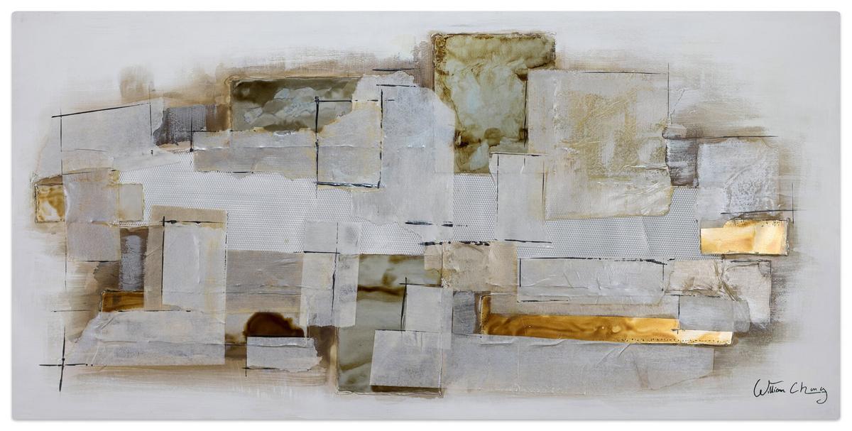 ACRYLBILD HANDGEMALT 120/60 cm - Weiß/Braun, Holz/Textil (120/60cm) - KUNSTLOFT