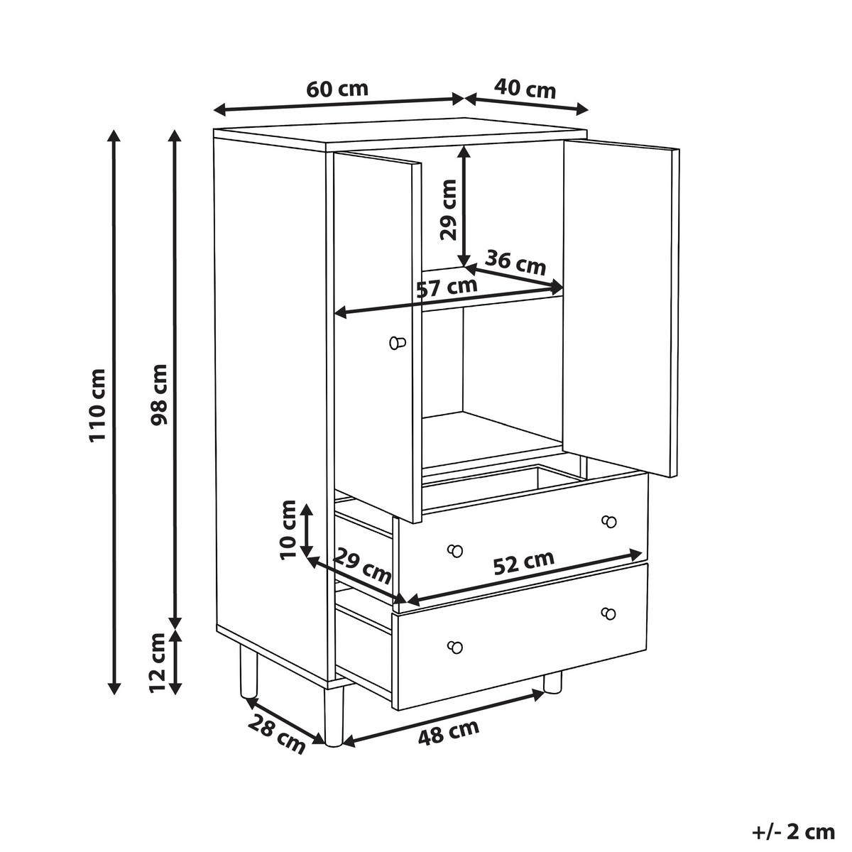 SCHRANK Hellbraun Ronge - Hellbraun/Braun, Holz/Holzwerkstoff (60/110/40cm) - Beliani