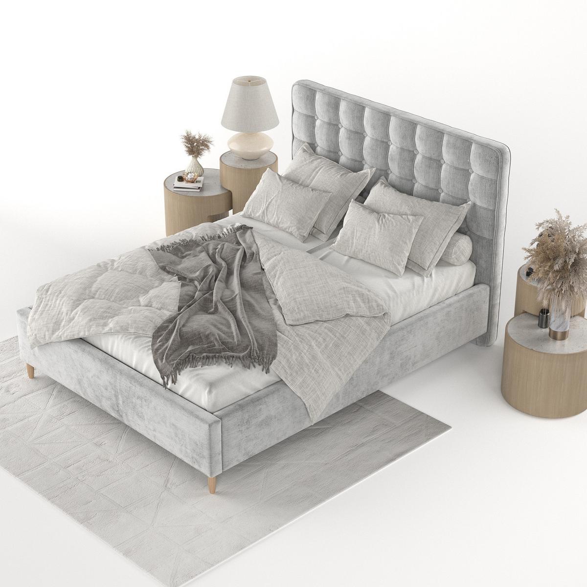 POLSTERBETT Paloma 120/200 cm Hellgrau im Lotta Stoff - Hellgrau/Naturfarben, Holz/Holzwerkstoff (120/200cm) - AltaBeds
