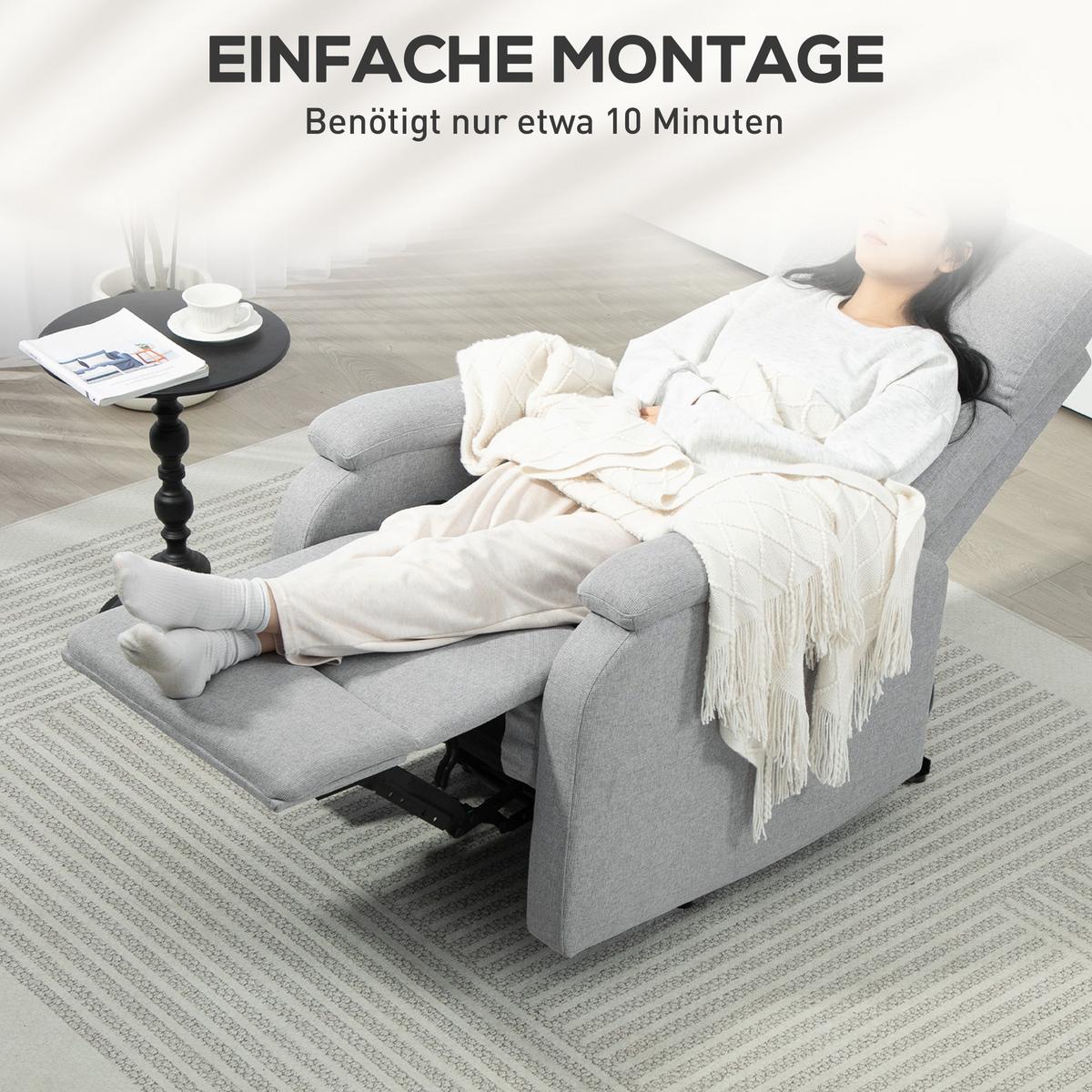 RELAXSESSEL, mit Liegefunktion, bis 150 kg belastbar, Grau - Grau, Metall (69/103/91.5cm) - HOMCOM