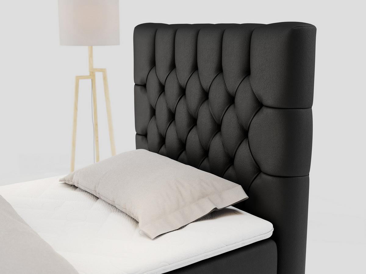 BOXBETT PERA 90/200 Schwarz Kunstleder - H4 - Rechts Seite - Schwarz, Holz/Textil (90/200cm) - MKS