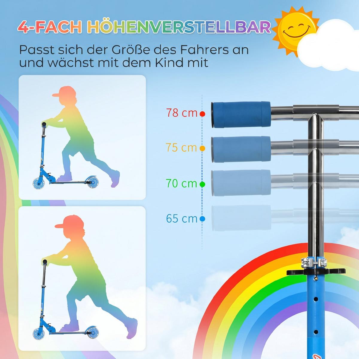 KINDERROLLER Metall Kunststoff Blau - Blau, Metall (67/32/78cm) - HOMCOM